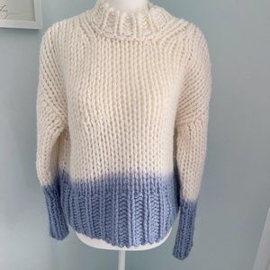 Acne Studios Ombré Dip Dye Knit Sweater (White/Blue)